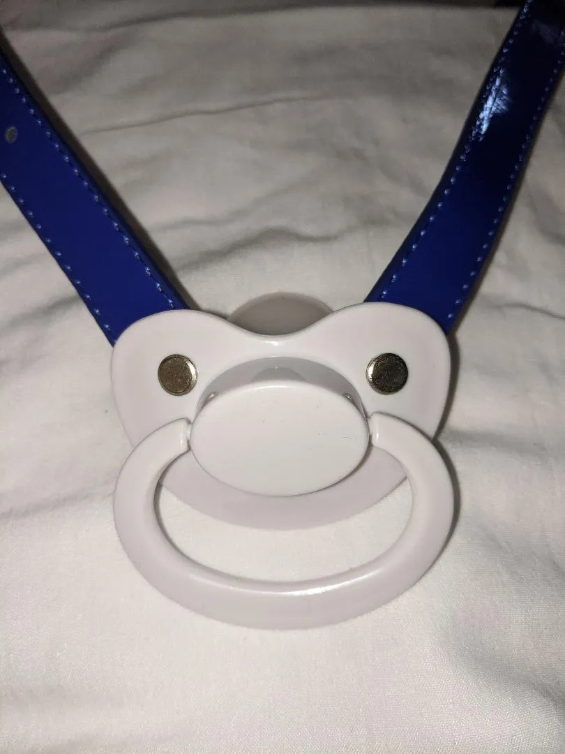 Pacifier Gag ABDL Adult Pacifier Gag Dark Blue & White