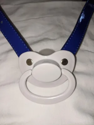 Pacifier Gag ABDL Adult Pacifier Gag Dark Blue & White