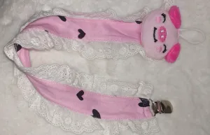 Piggy Plush Ruffle Deluxe Pacifier Clip
