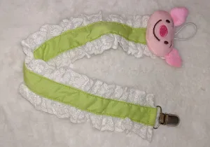 Piggy Plush Ruffle Deluxe Pacifier Clip