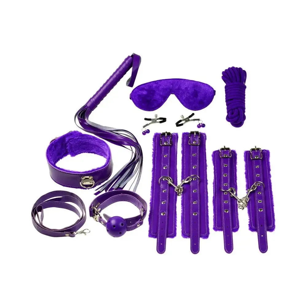 Ple'sur 12-Piece Everything Bondage Kit Purple Beginner BDSM Set