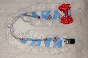 Rainbow Plush Ruffle Deluxe Pacifier Clip