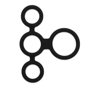 Rimba Silicone Black Cock Ring and Ball Splitter for Him