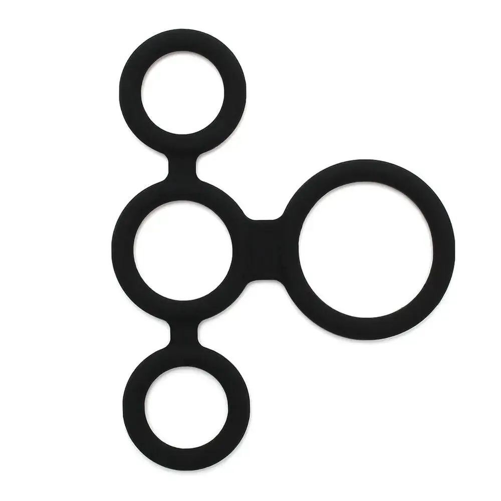 Rimba Silicone Black Cock Ring and Ball Splitter for Him