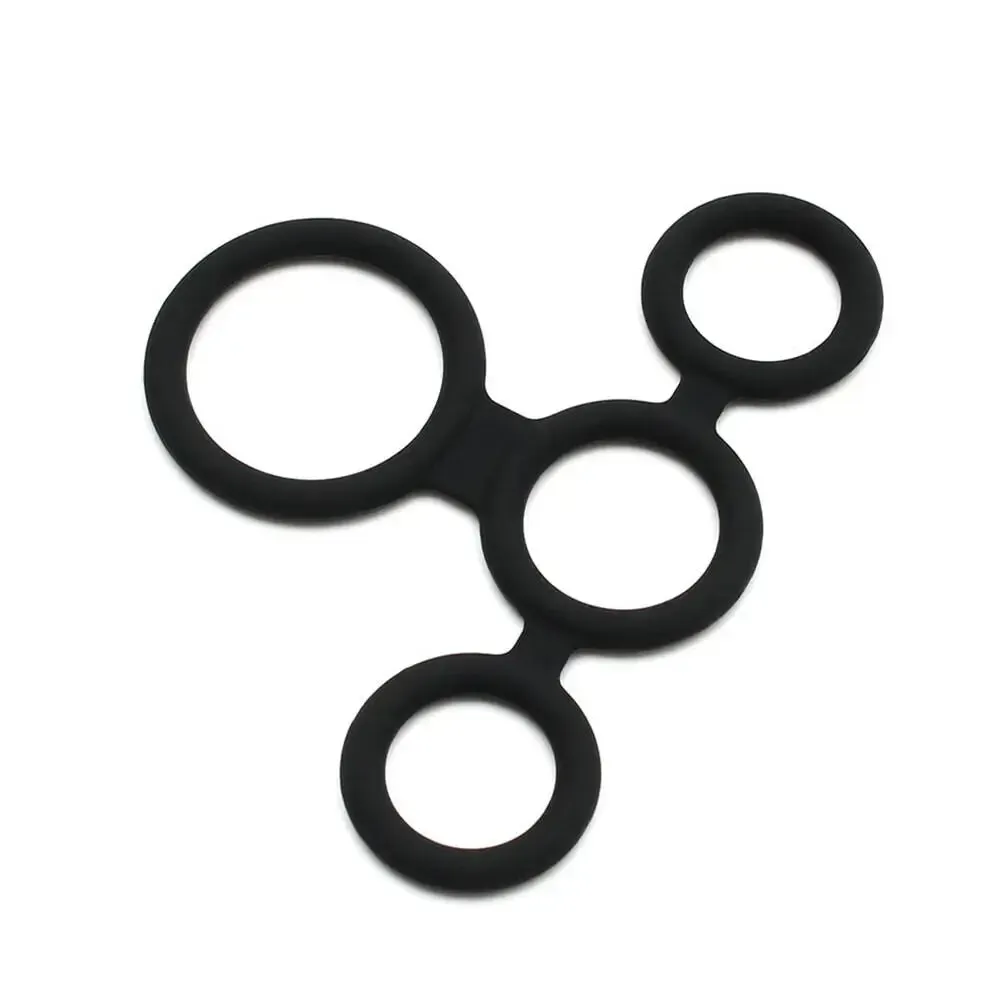 Rimba Silicone Black Cock Ring and Ball Splitter for Him