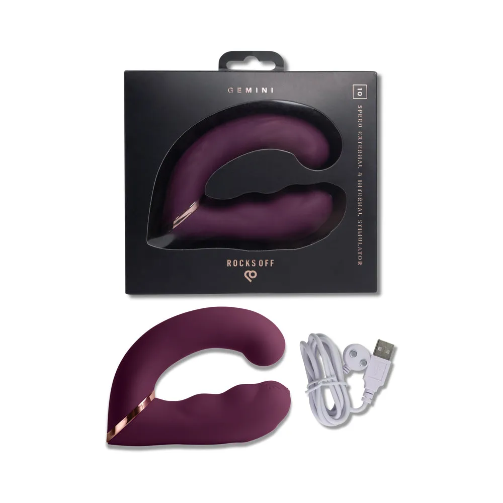 Rocks-Off Gemini Dual Stimulator Burgundy
