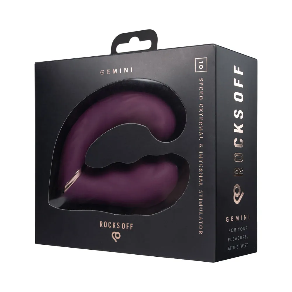 Rocks-Off Gemini Dual Stimulator Burgundy