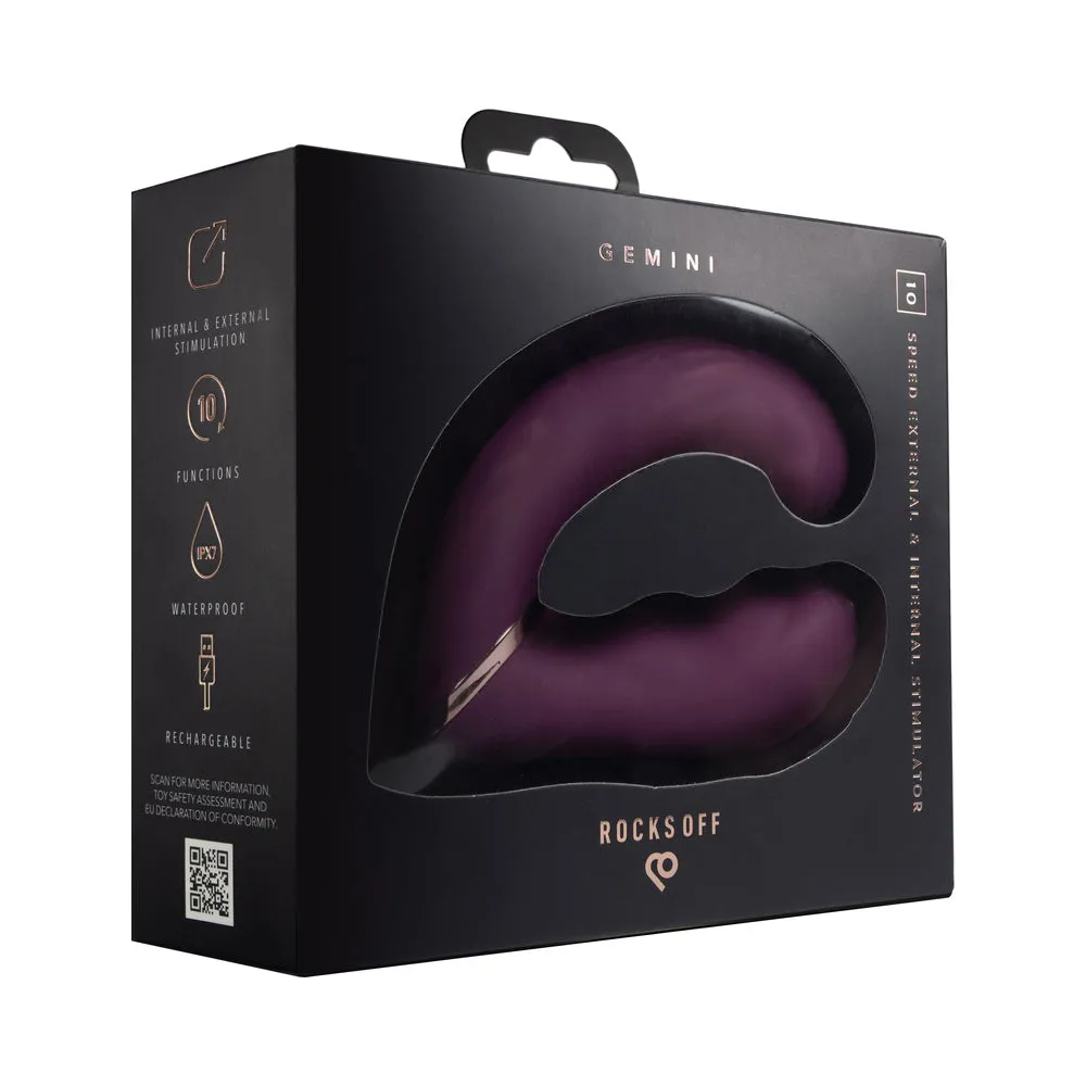 Rocks-Off Gemini Dual Stimulator Burgundy