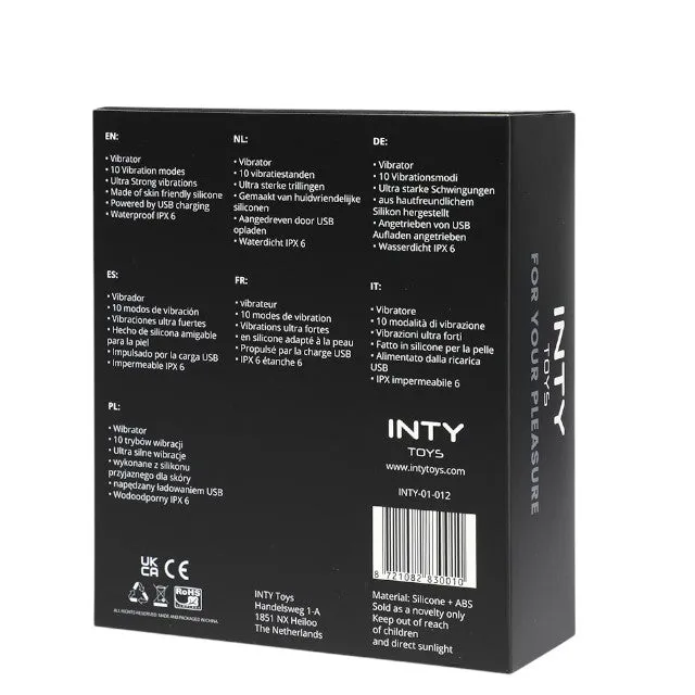 Stimulator clitoris INTY TOYS TICKLE. din silicon lichid. cu 10 funcții de vibrații ultra-puternice. rezistent la apă IPX6. negru
