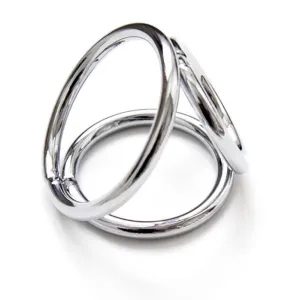 Tri-Sport Double 3 Ring  | Universal | Cock Sling | Chrome | Fetish