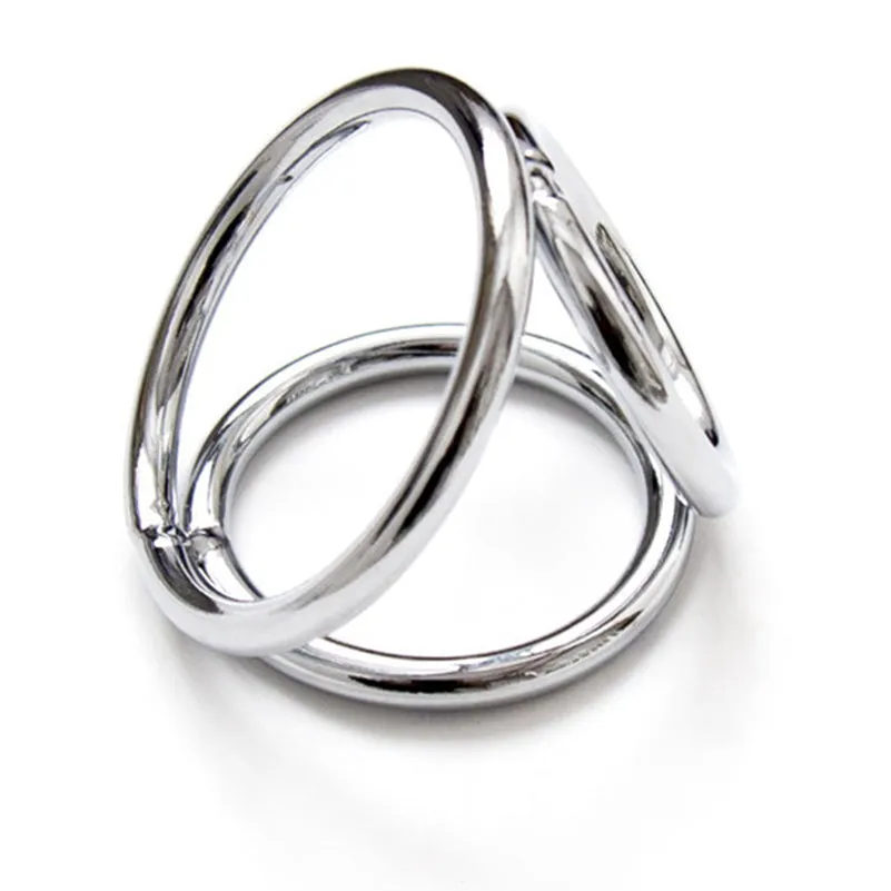 Tri-Sport Double 3 Ring  | Universal | Cock Sling | Chrome | Fetish