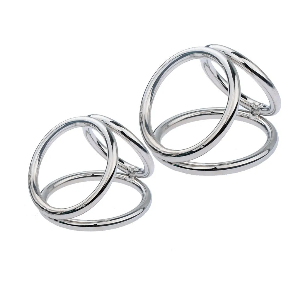 Tri-Sport Double 3 Ring  | Universal | Cock Sling | Chrome | Fetish