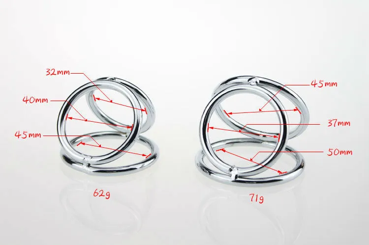 Tri-Sport Double 3 Ring  | Universal | Cock Sling | Chrome | Fetish