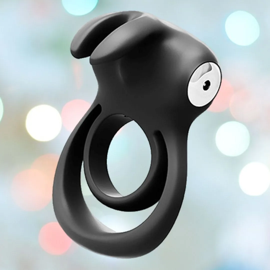 Vedo Thunder Bunny Dual Cock Ring - Black Pearl