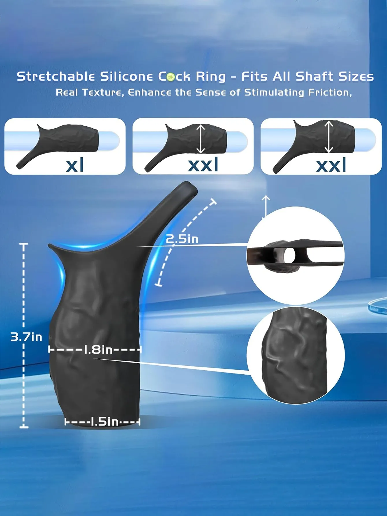 Vibrating Cock Ring Penis Sleeve - Realistic Penis Enlarger Delay Ejaculating Couple Sex Toys