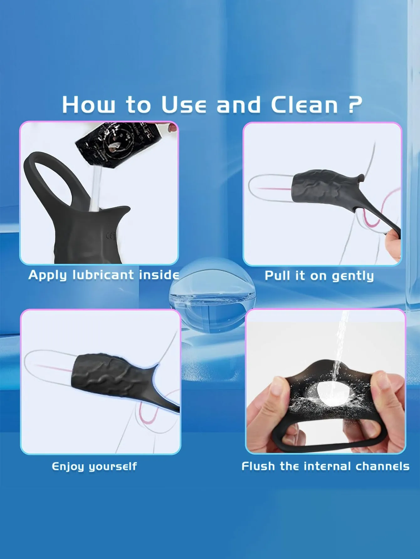 Vibrating Cock Ring Penis Sleeve - Realistic Penis Enlarger Delay Ejaculating Couple Sex Toys