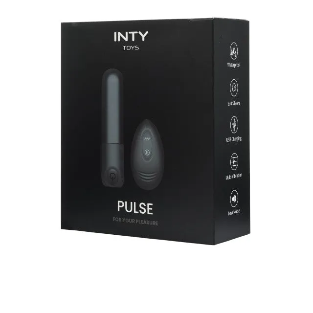 Vibrator bullet INTY TOYS PULSE. pentru clitoris. control prin telecomandă. 10 funcții de vibrații ultra-puternice. silențios. negru