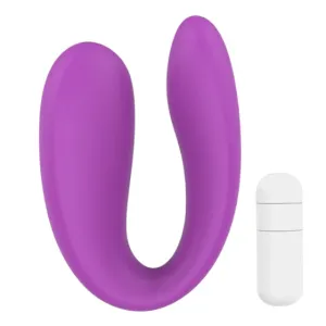 Vibrator dublu TOYZ4LOVERS Elys Play Together. pentru stimulare clitoridiană și vaginală. cu vibrator bullet detașabil. 6 cm. mov