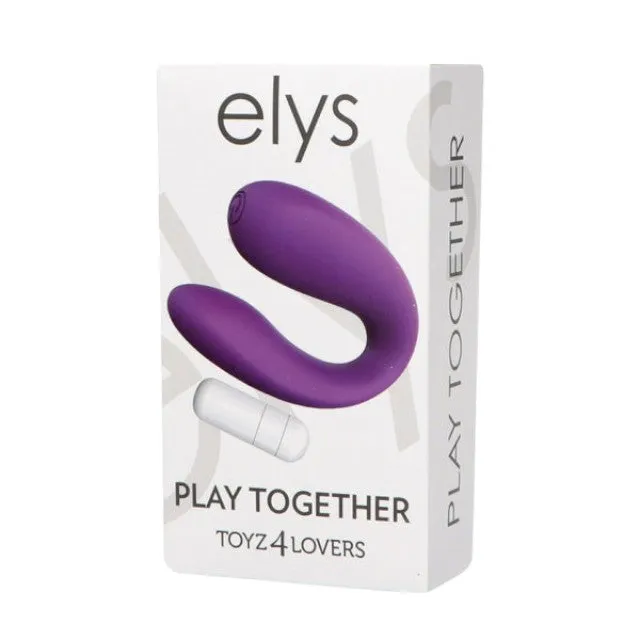 Vibrator dublu TOYZ4LOVERS Elys Play Together. pentru stimulare clitoridiană și vaginală. cu vibrator bullet detașabil. 6 cm. mov