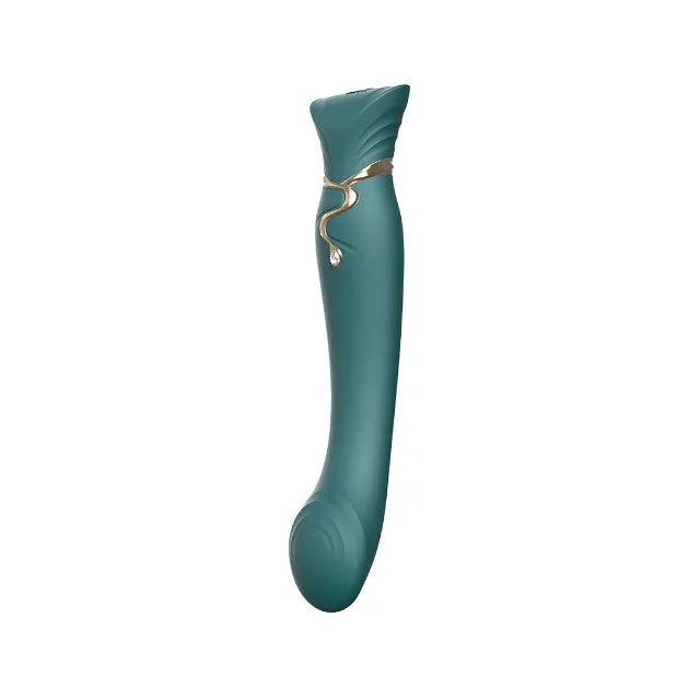 Vibrator ZALO QUEEN. cu piatră Swarovski. control prin aplicație. 8 funcții de pulsații. 8 funcții de vibrație. verde