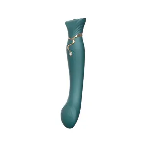 Vibrator ZALO QUEEN. cu piatră Swarovski. control prin aplicație. 8 funcții de pulsații. 8 funcții de vibrație. verde