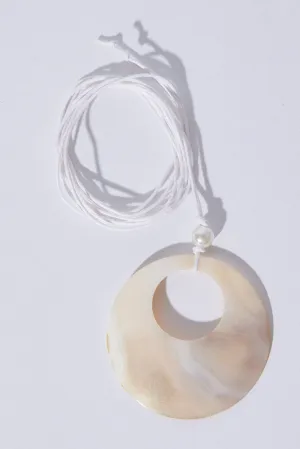 White Shell Pendent Cord Necklace