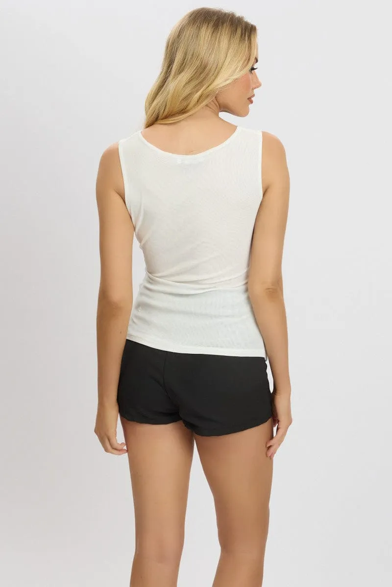 White Twisted Top Sleeveless Mesh